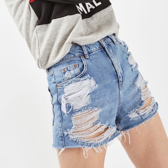 topshop ripped mom shorts